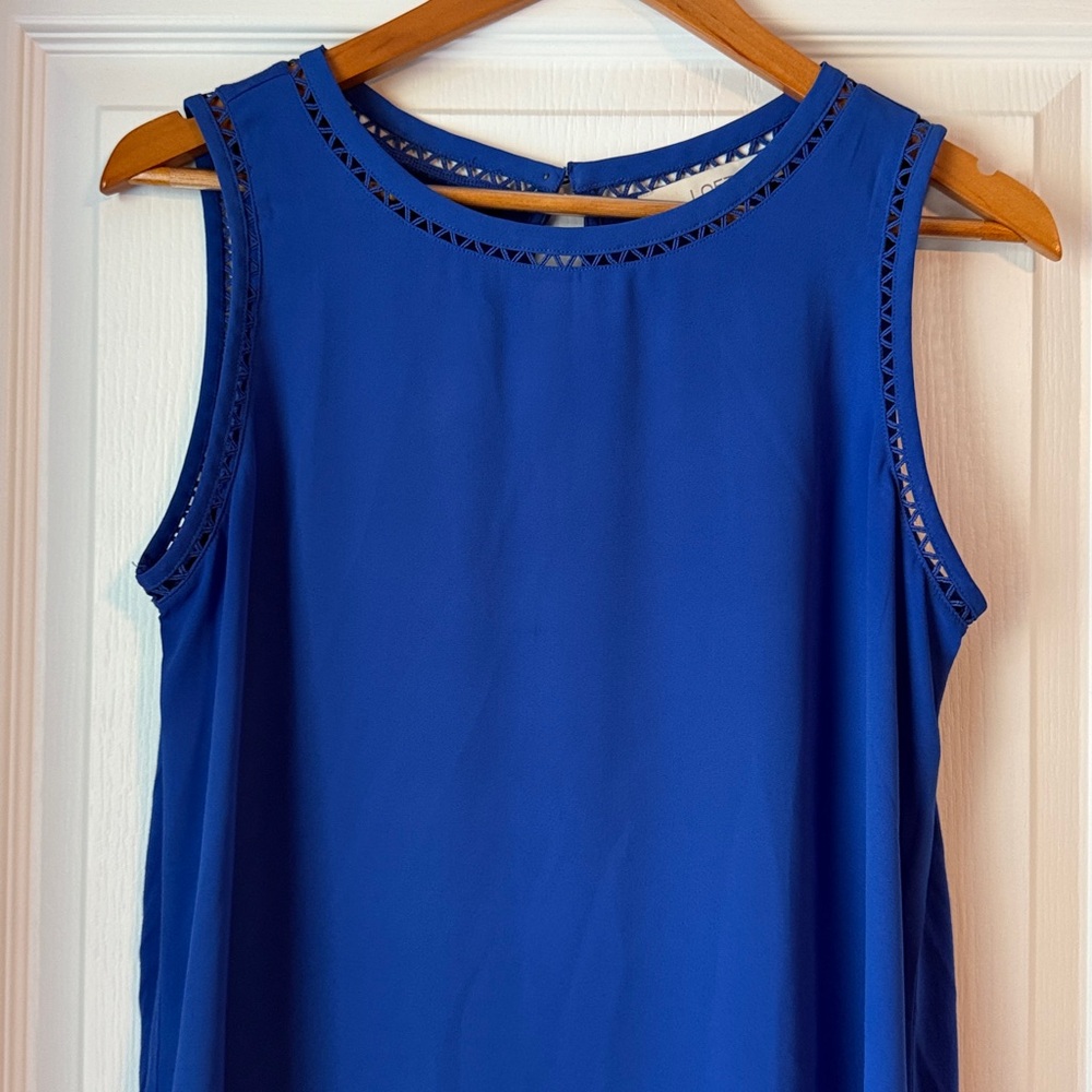 Blue Sleeveless Top with Cutout Details